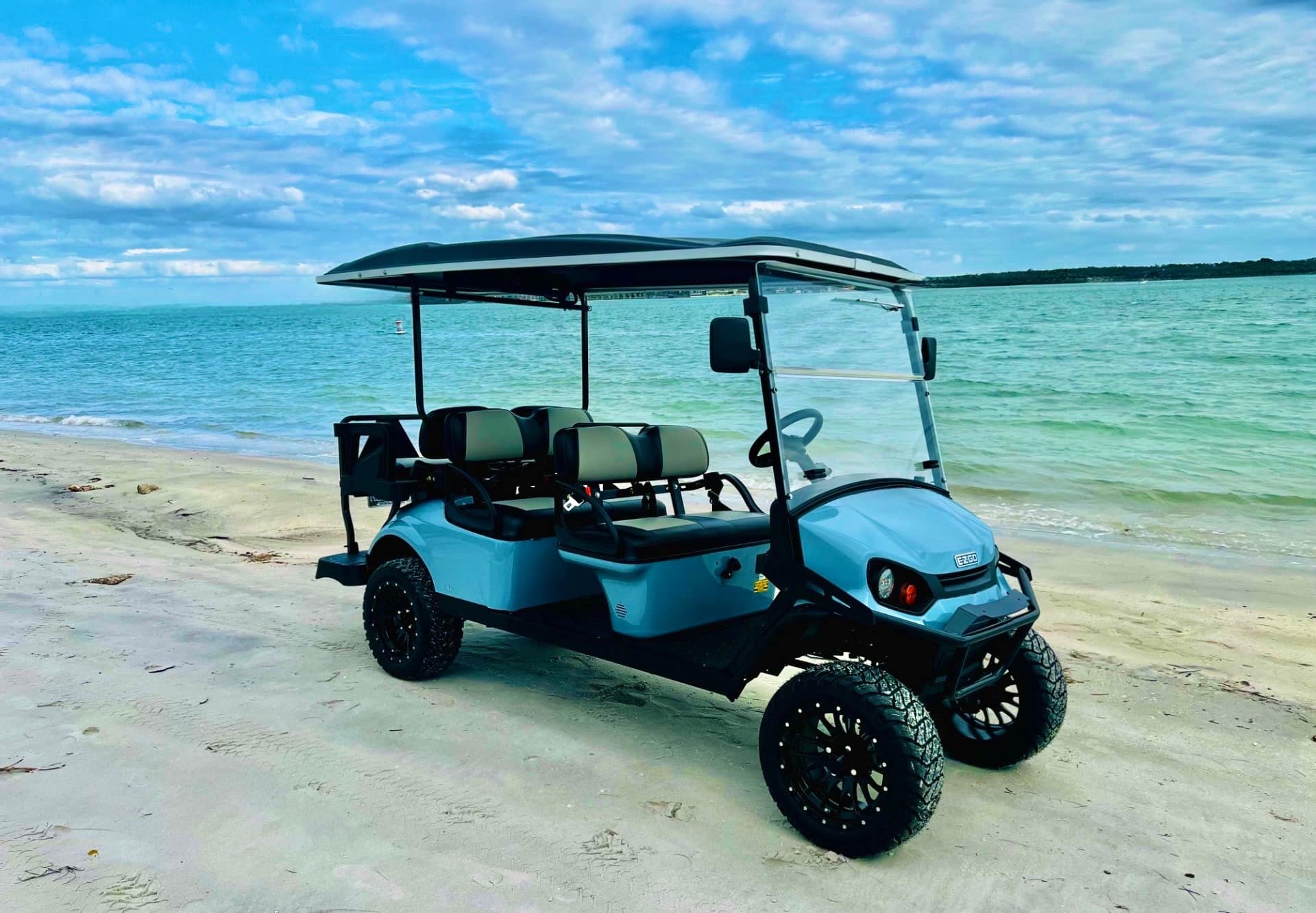 Our 4-seater gas-powered golf cart rental in Key West is perfect for small groups or families looking for reliable, comfortable island transportation.